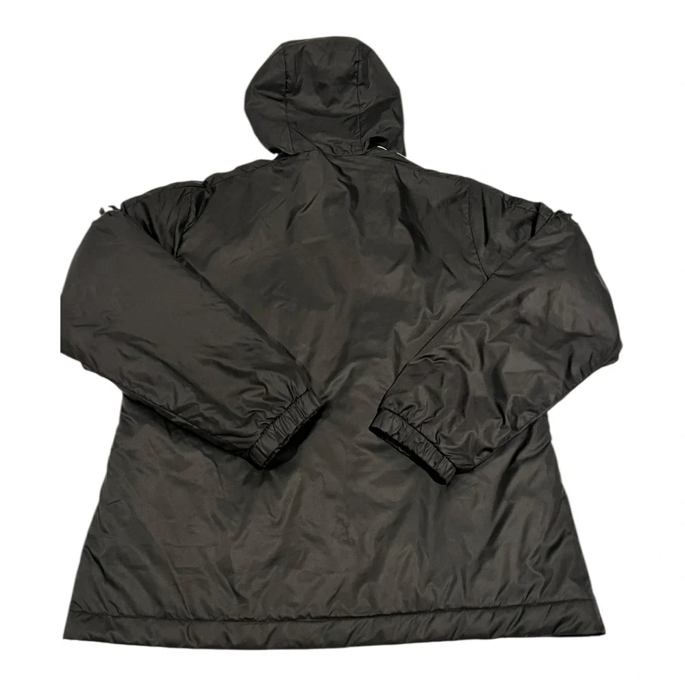 NWT Adidas Miami Men's L Black Full-Zip‎ Hooded Jacket White Stripes Logo